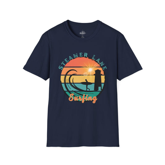 Printify T-Shirt Navy / XS Pleasure Point Surfing T-Shirt