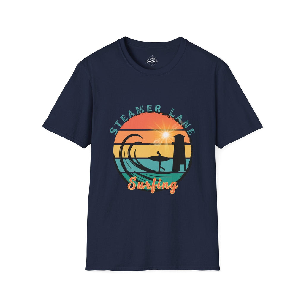 Printify T-Shirt Navy / XS Pleasure Point Surfing T-Shirt
