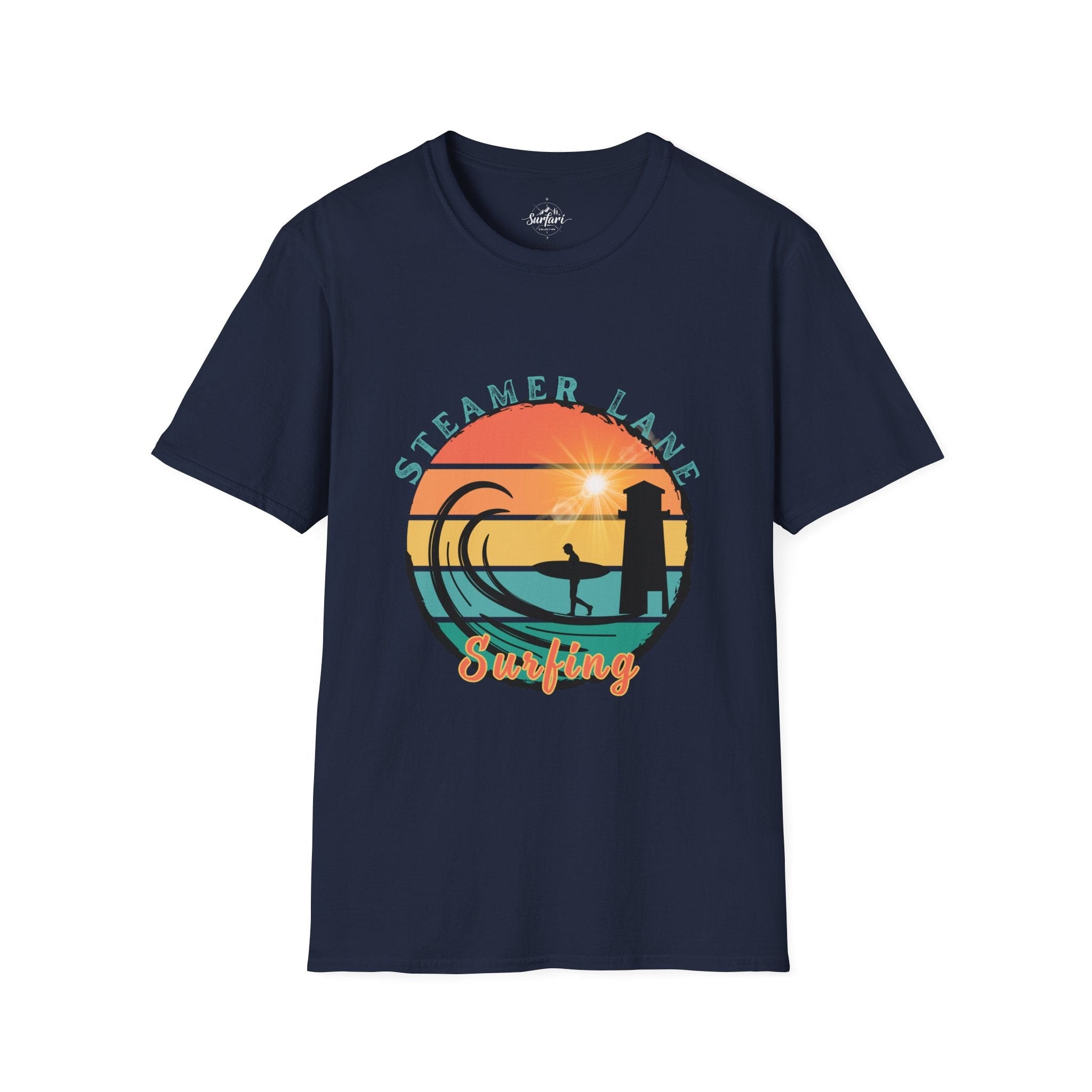 Printify T-Shirt Navy / XS Pleasure Point Surfing T-Shirt