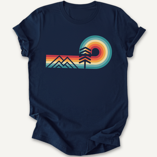Printify T-Shirt Navy / XS Rainbows & Mountains