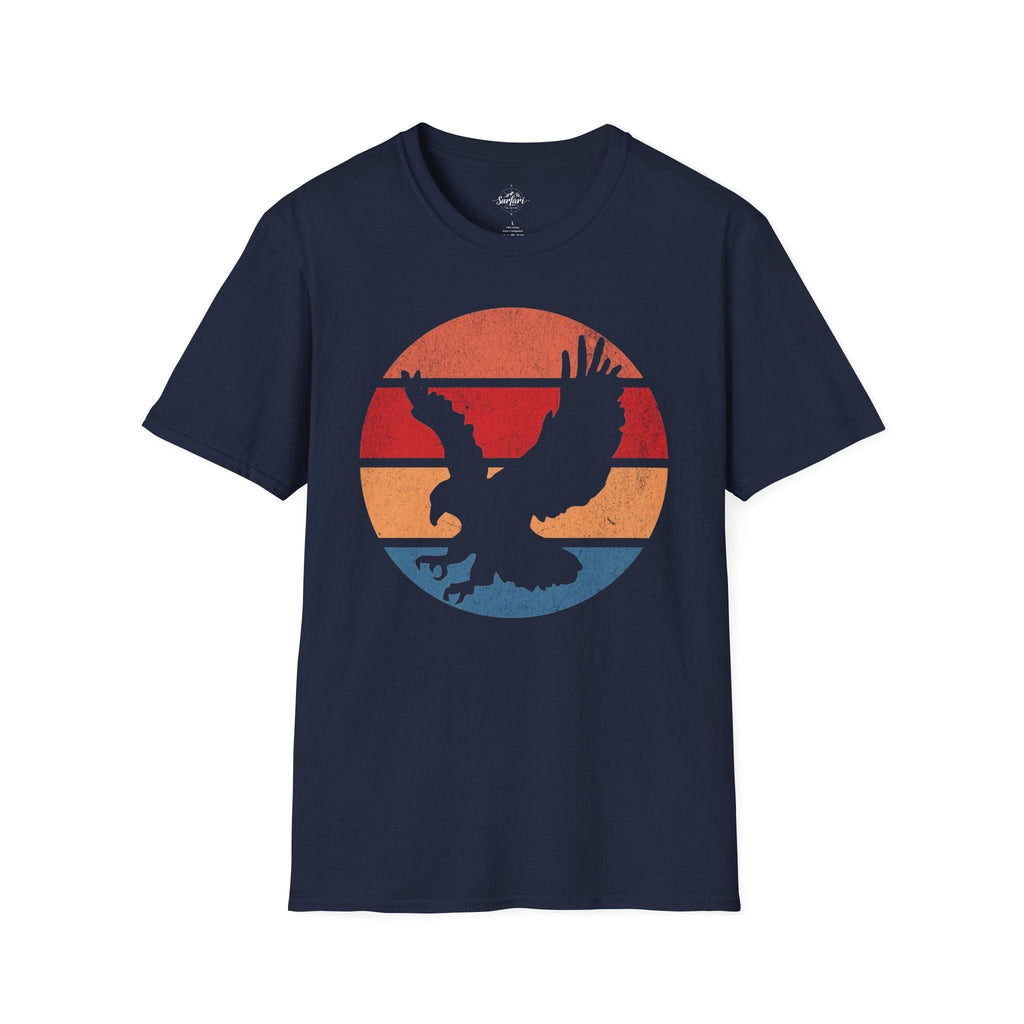 Printify T-Shirt Navy / XS Retro Sunset Bald Eagle