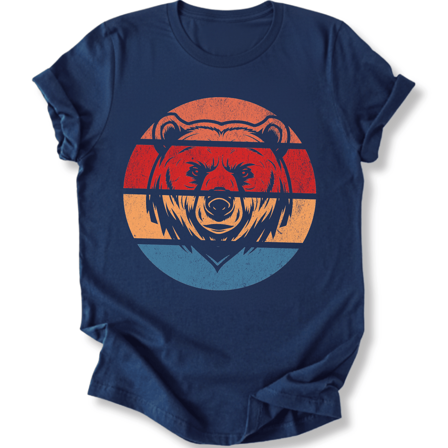 Printify T-Shirt Navy / XS Retro Sunset Bear
