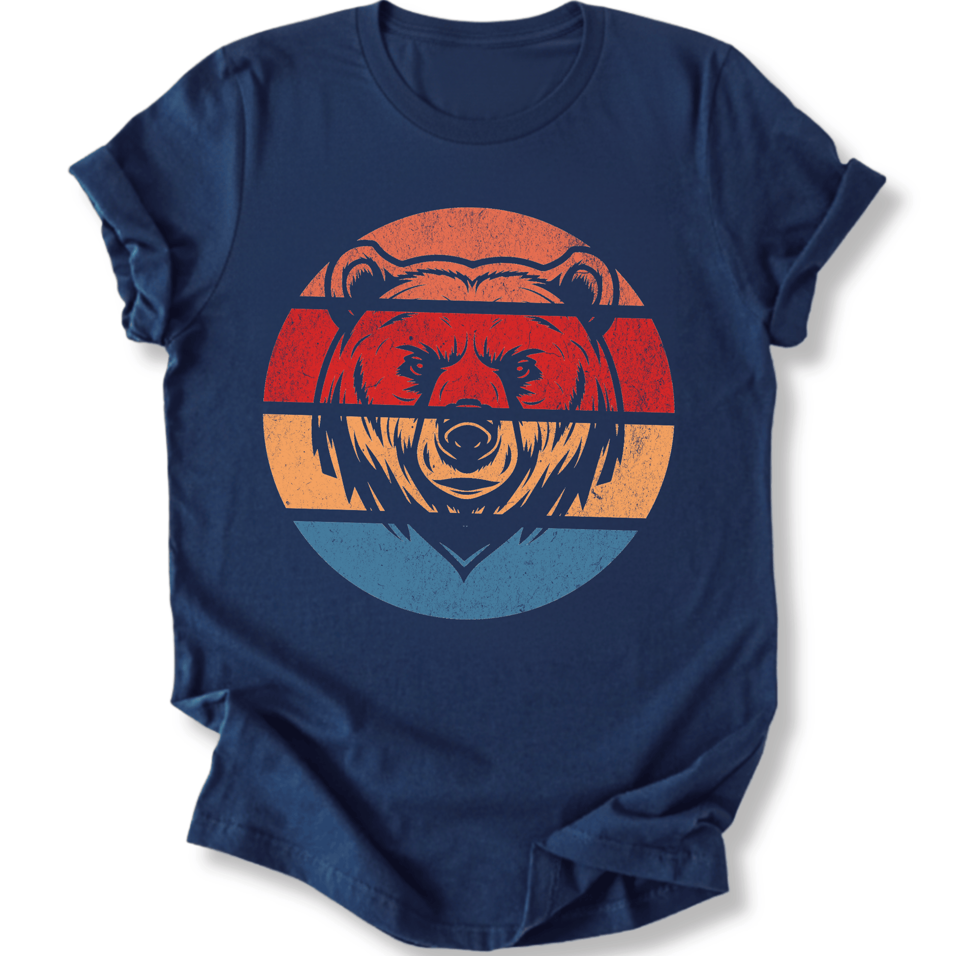 Printify T-Shirt Navy / XS Retro Sunset Bear