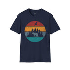 Printify T-Shirt Navy / XS Retro Sunset California Bear