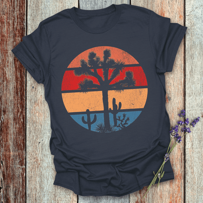 Printify T-Shirt Navy / XS Retro Sunset Joshua Tree