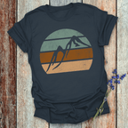 Printify T-Shirt Navy / XS Retro Sunset Mountains