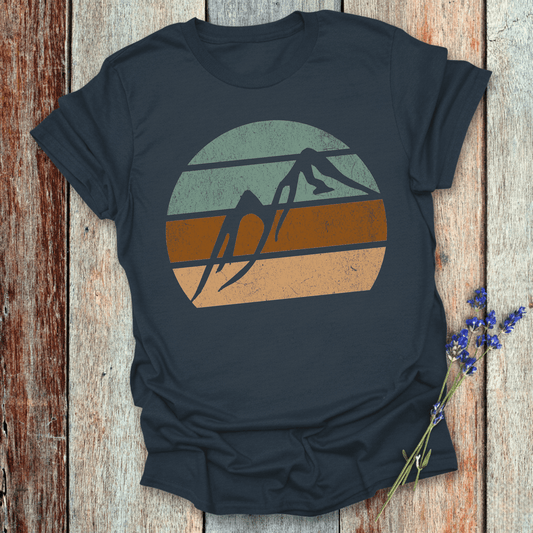 Printify T-Shirt Navy / XS Retro Sunset Mountains