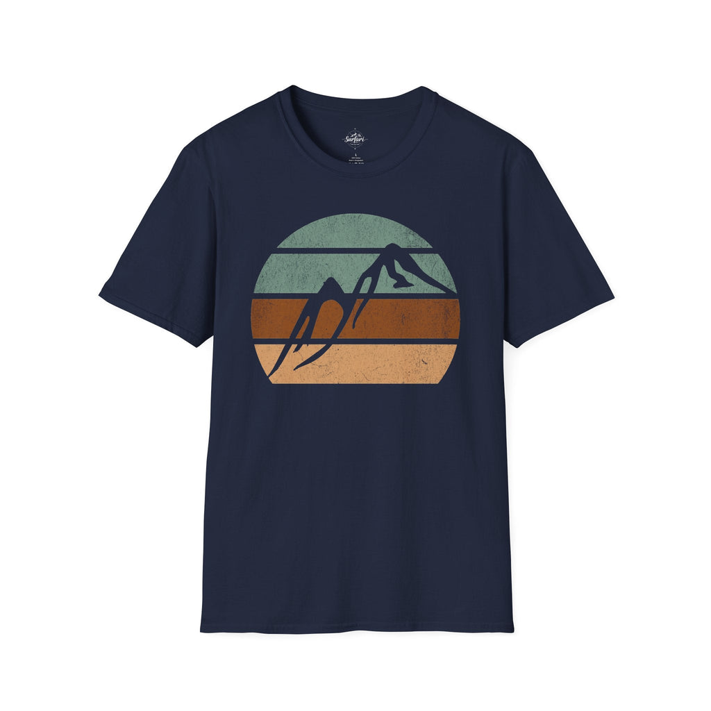 Printify T-Shirt Navy / XS Retro Sunset Mountains