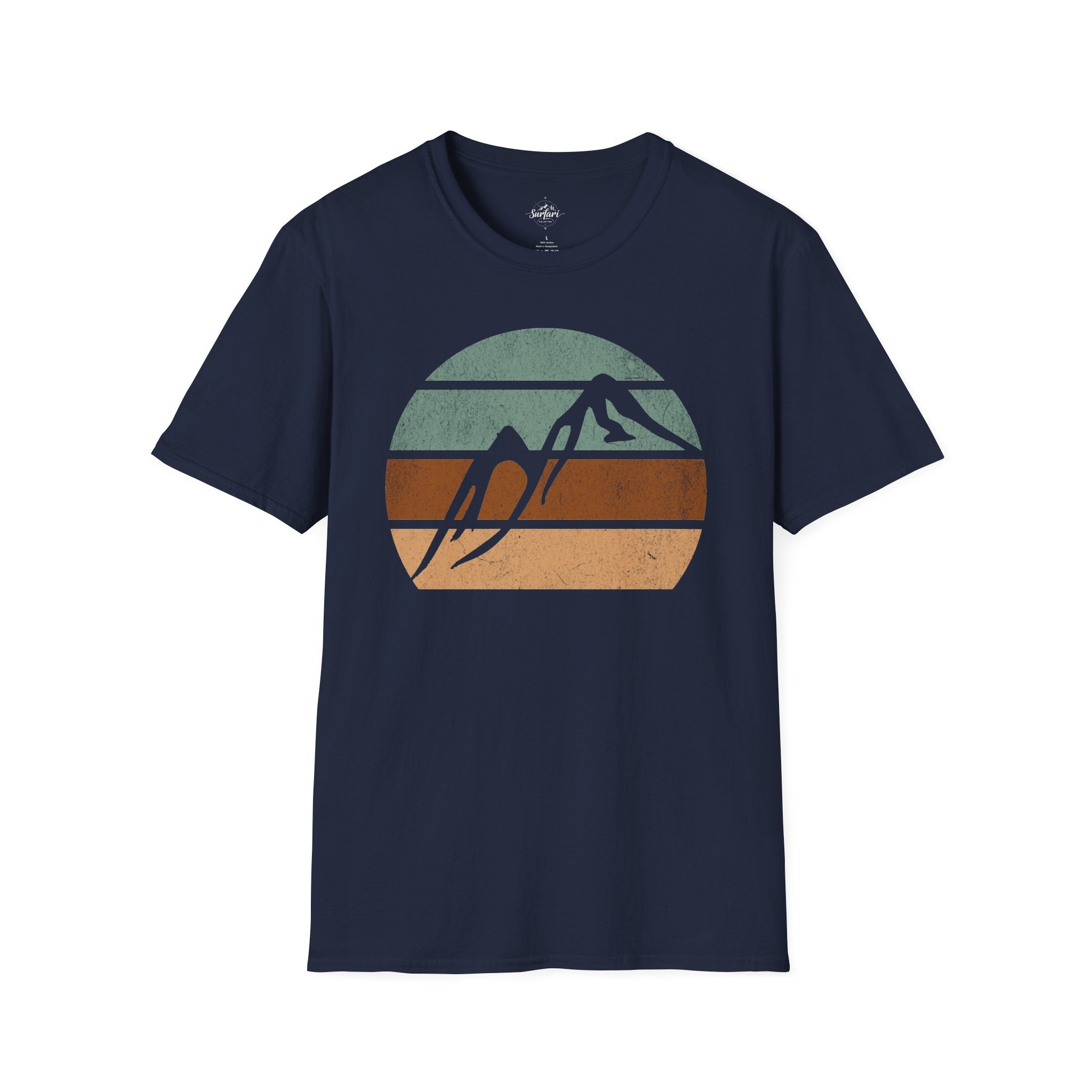 Printify T-Shirt Navy / XS Retro Sunset Mountains