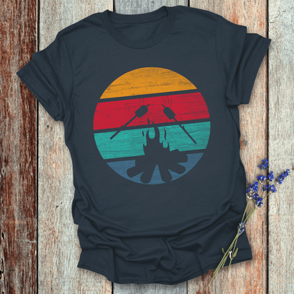 Printify T-Shirt Navy / XS Retro Sunset Roasted Marshmallows