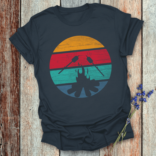 Printify T-Shirt Navy / XS Retro Sunset Roasted Marshmallows