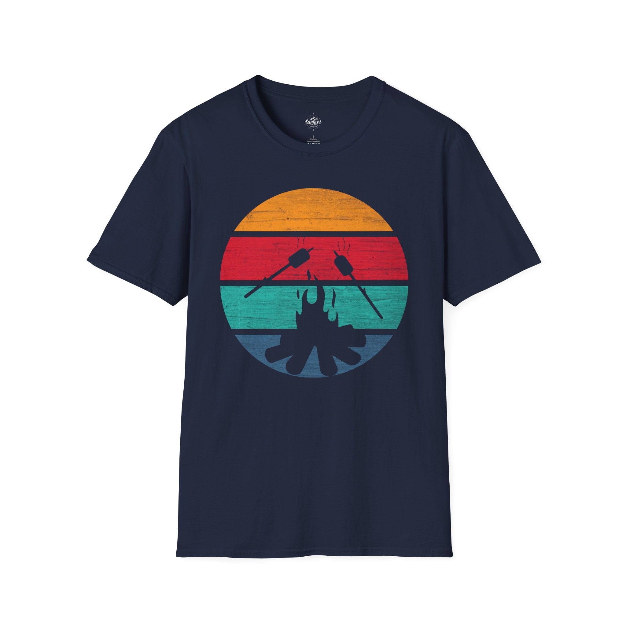 Printify T-Shirt Navy / XS Retro Sunset Roasted Marshmallows