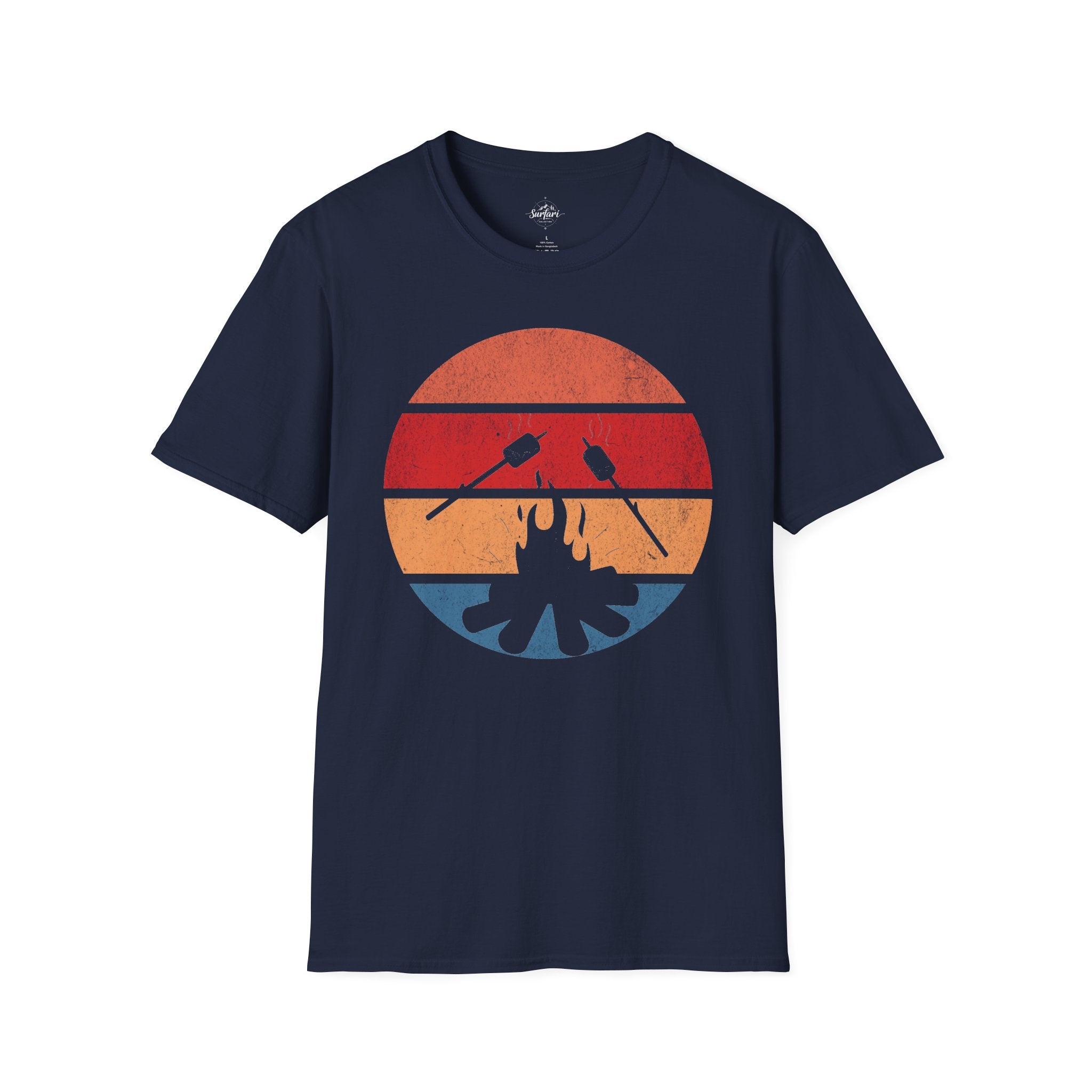 Printify T-Shirt Navy / XS Retro Sunset Roasting Marshmallows