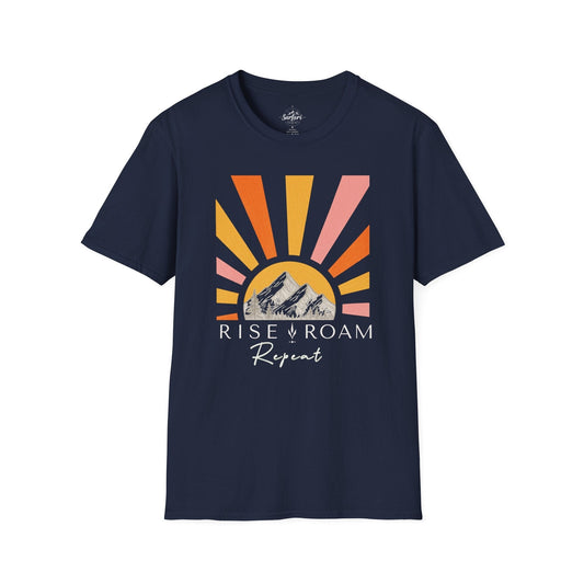 Printify T-Shirt Navy / XS Rise, Roam, Repeat