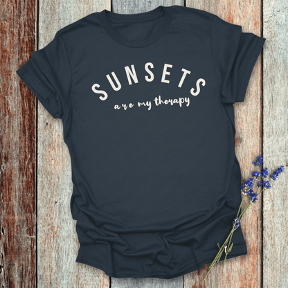 Printify T-Shirt Navy / XS Sunsets are my Therapy
