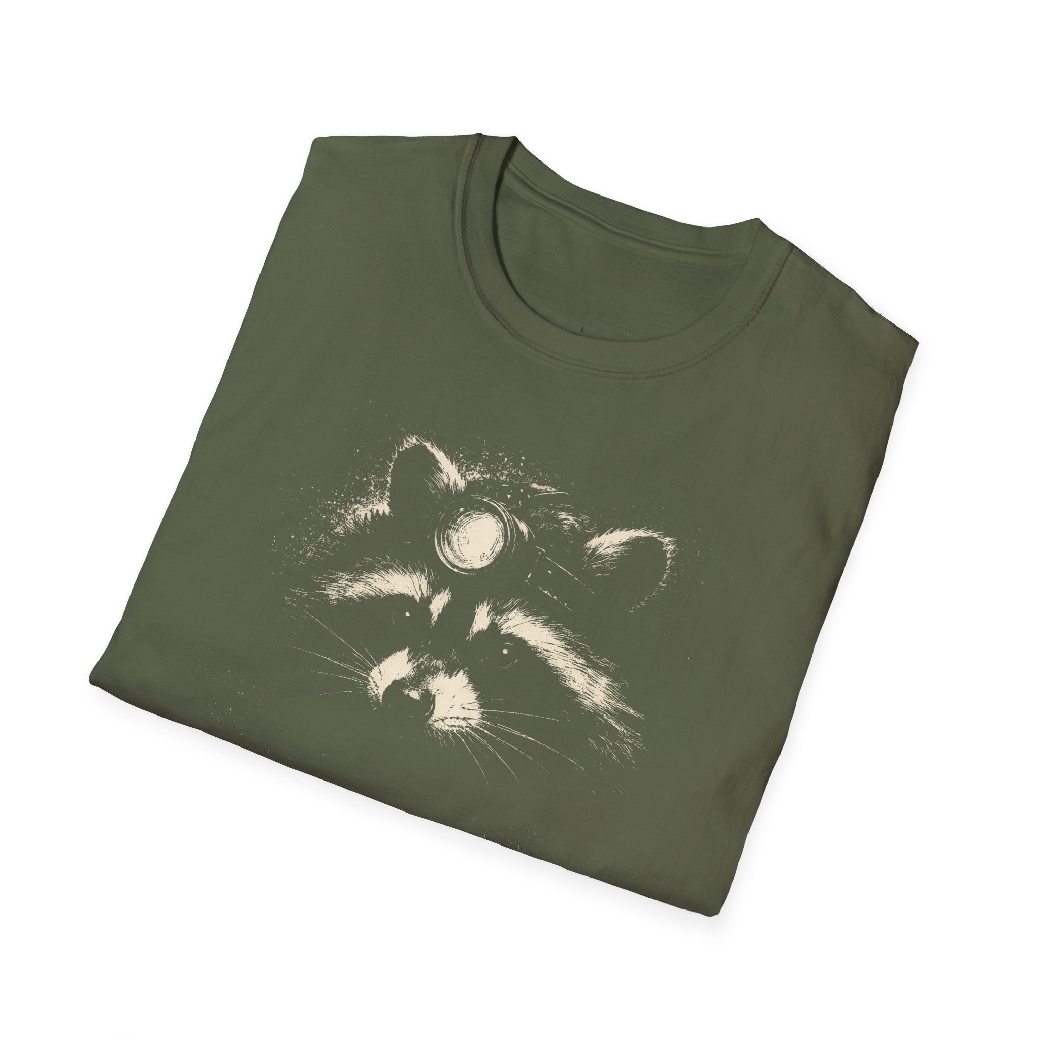 Printify T-Shirt Night Hike Raccoon