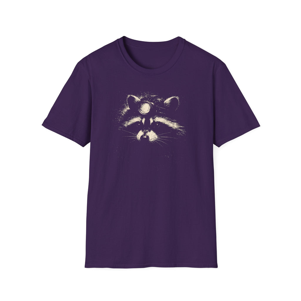 Printify T-Shirt Purple / S Night Hike Raccoon