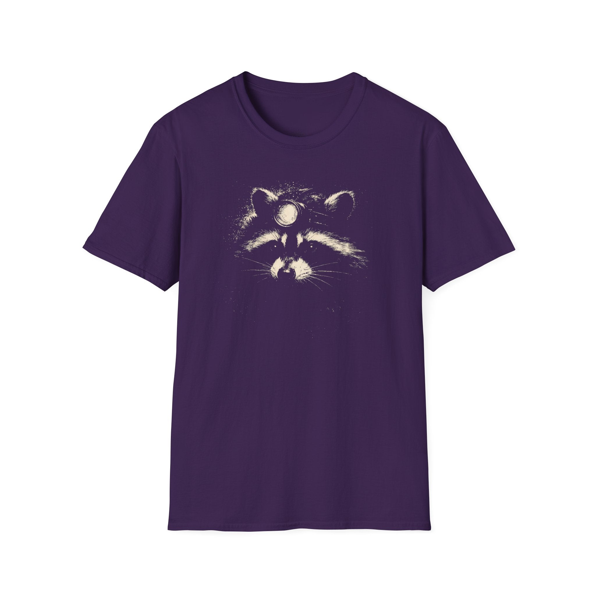 Printify T-Shirt Purple / S Night Hike Raccoon