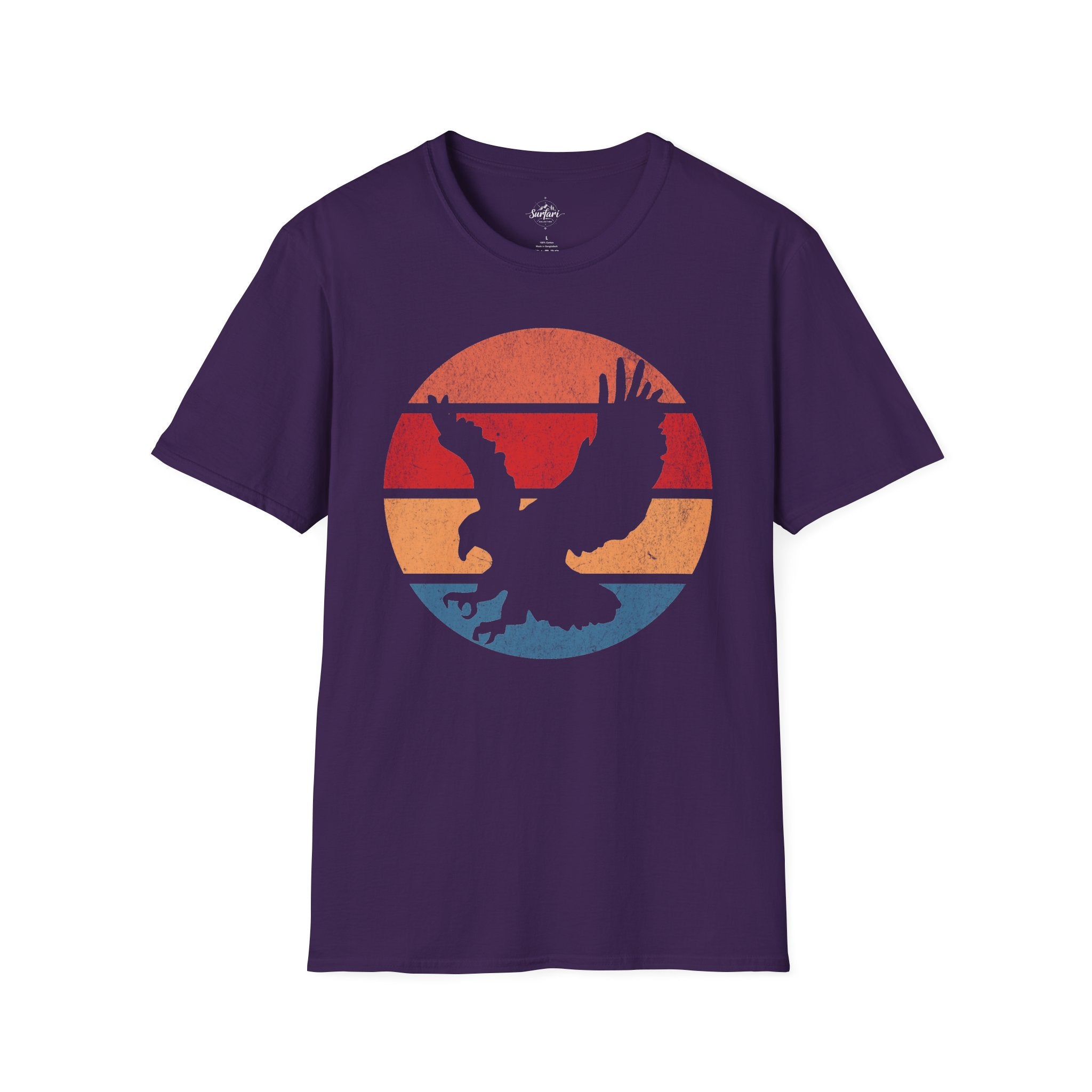 Printify T-Shirt Purple / S Retro Sunset Bald Eagle