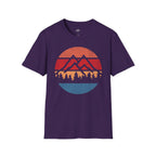 Printify T-Shirt Purple / S Retro Sunset Mountains and Trees