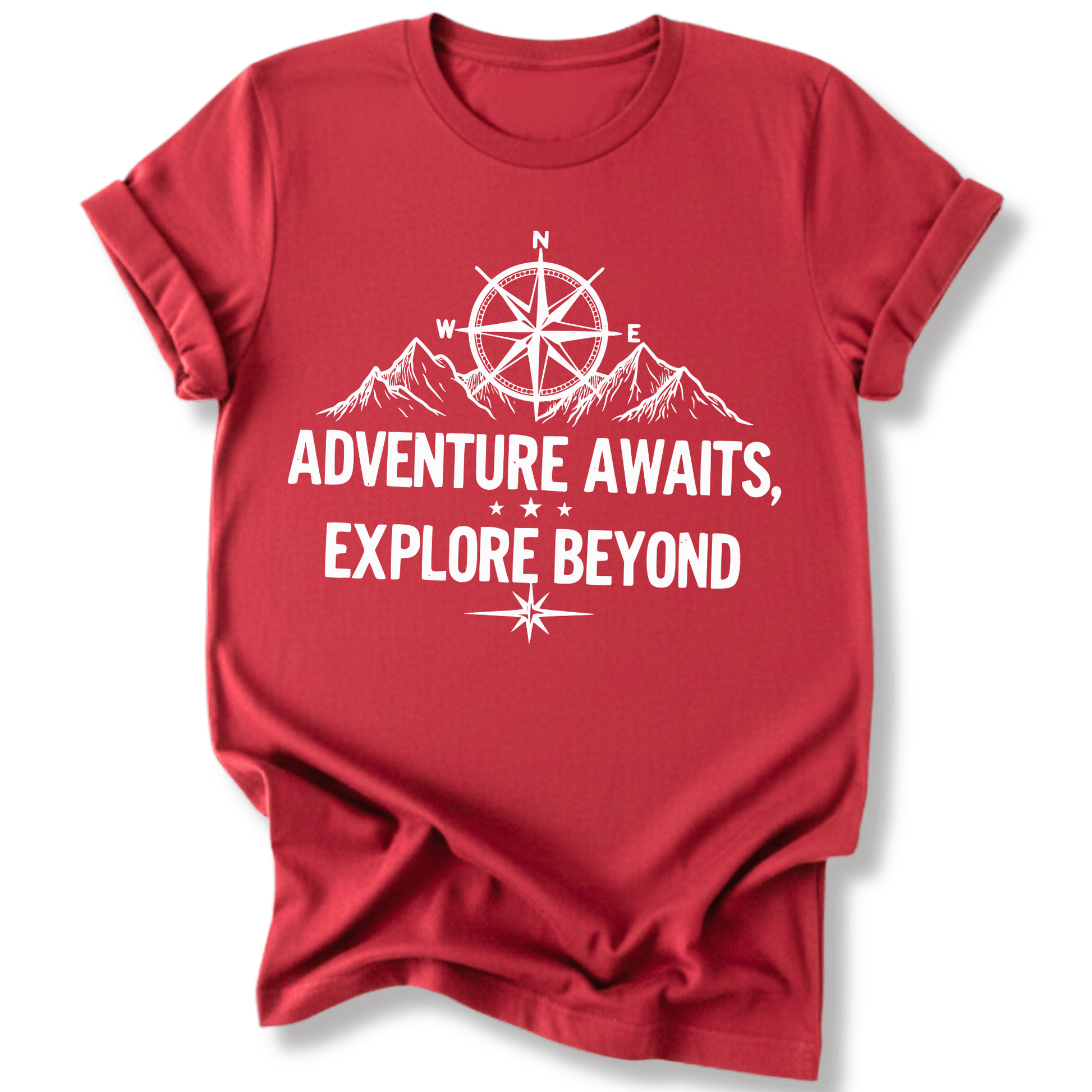 Printify T-Shirt Red / S Adventure Awaits Explore Beyond