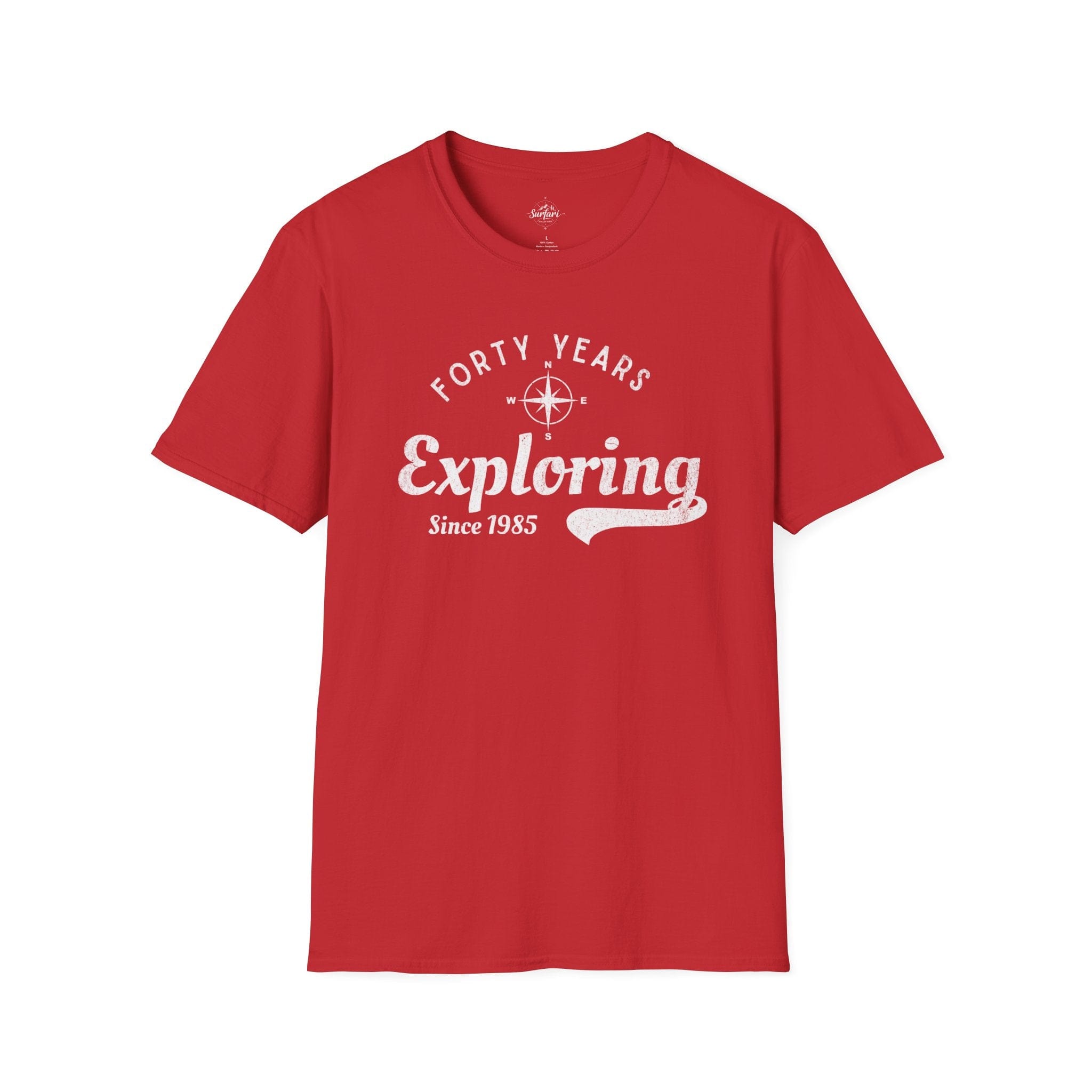 Printify T-Shirt Red / XS Exploring Since 1985