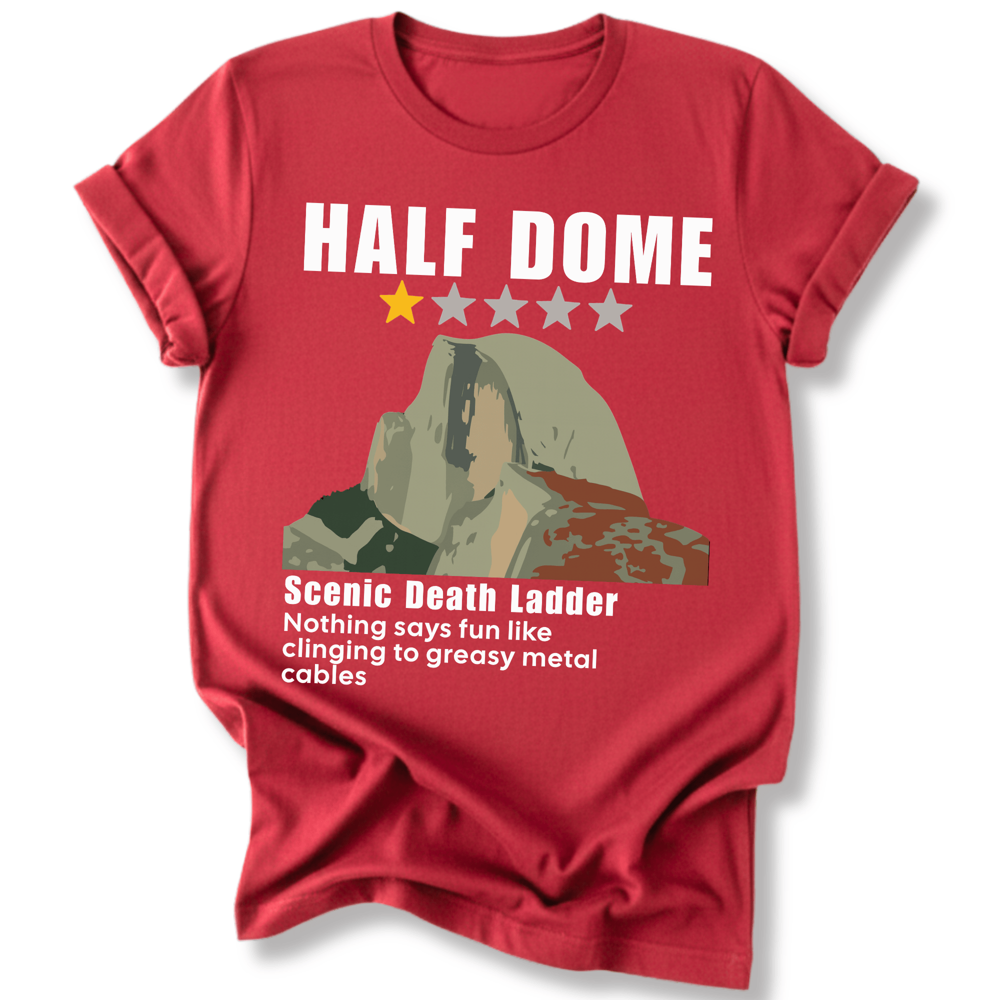 Printify T-Shirt Red / XS Half Dome Scenic Death Ladder