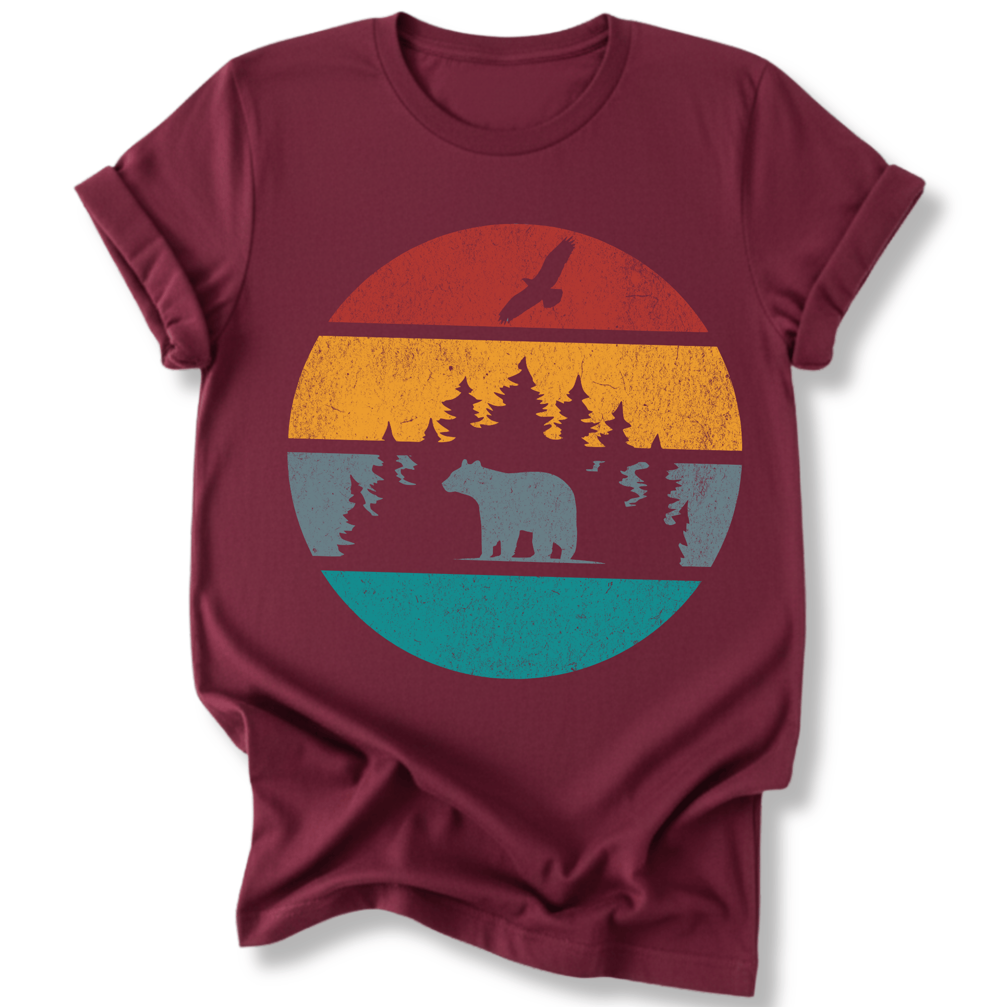 Printify T-Shirt Retro Sunset California Bear