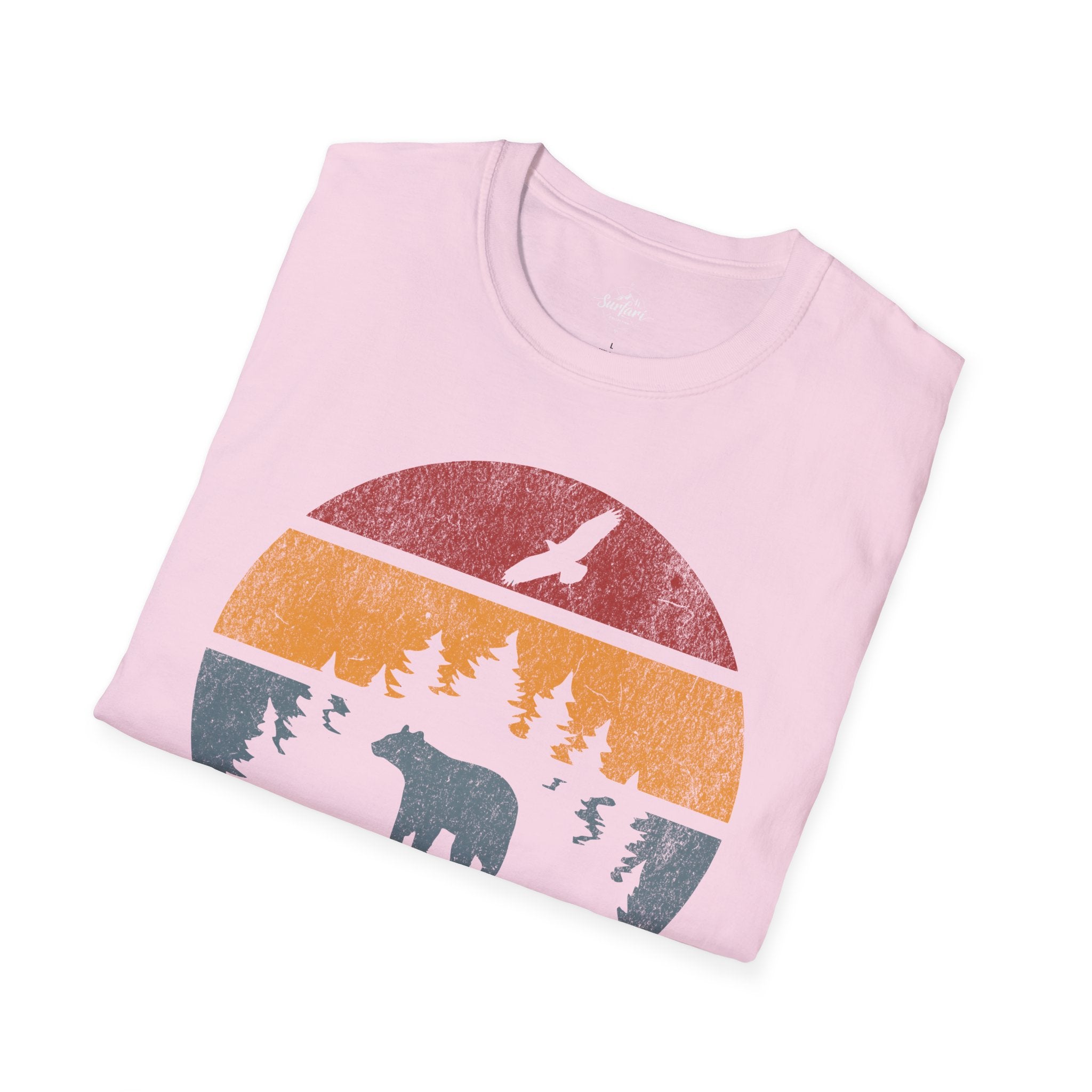 Printify T-Shirt Retro Sunset California Bear