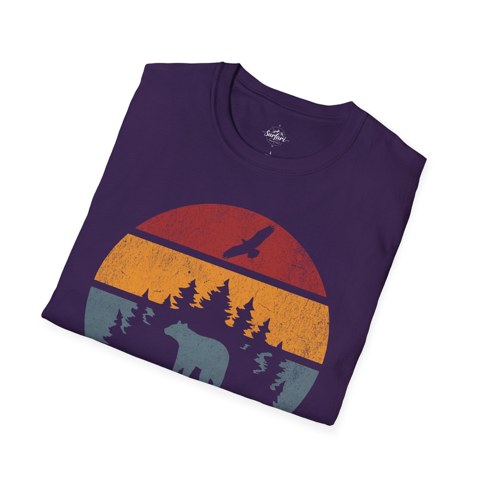Printify T-Shirt Retro Sunset California Bear