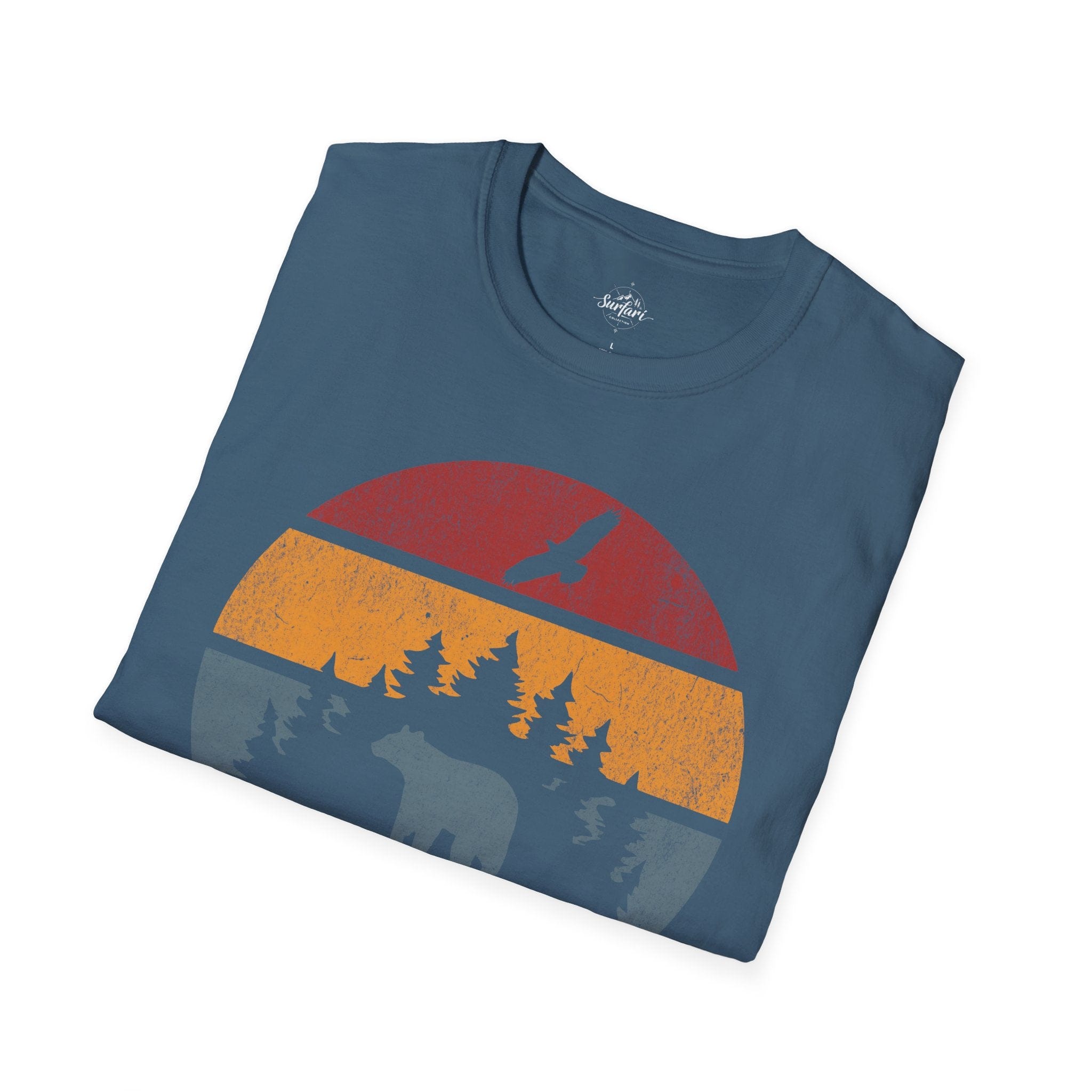 Printify T-Shirt Retro Sunset California Bear
