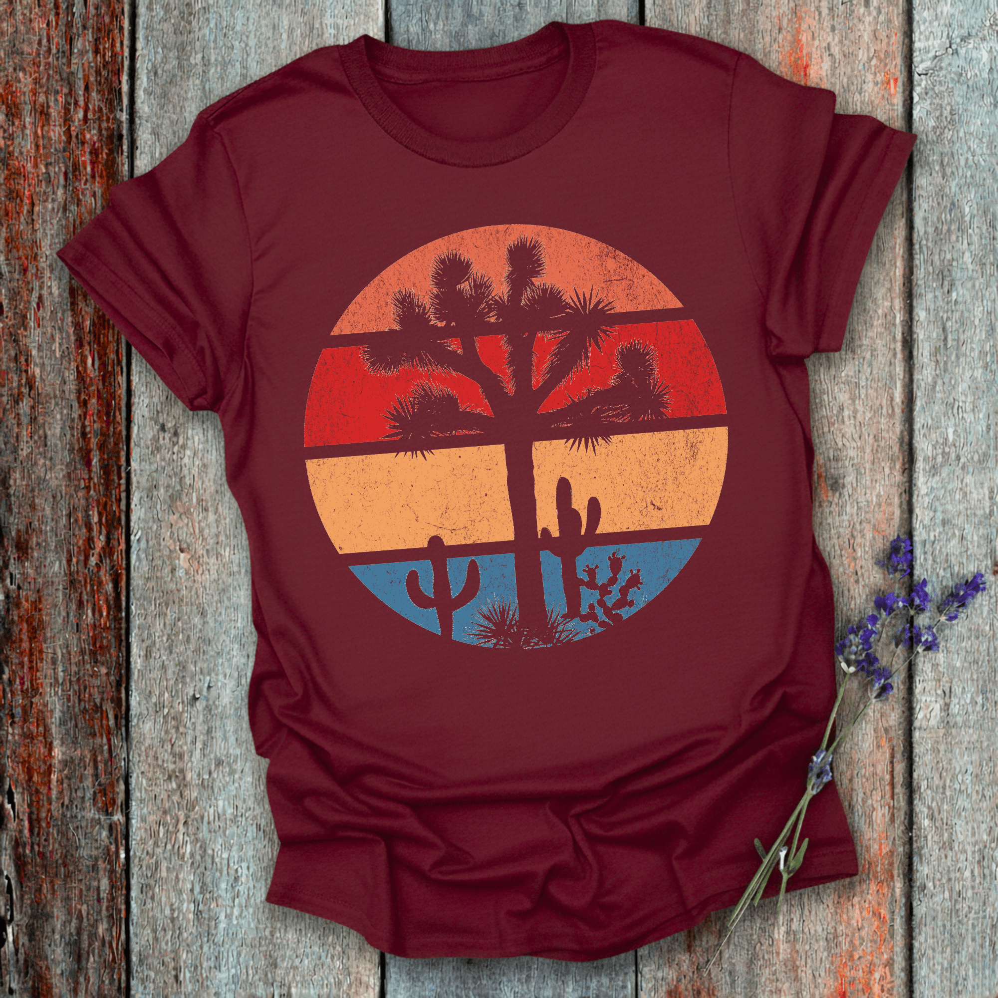 Printify T-Shirt Retro Sunset Joshua Tree