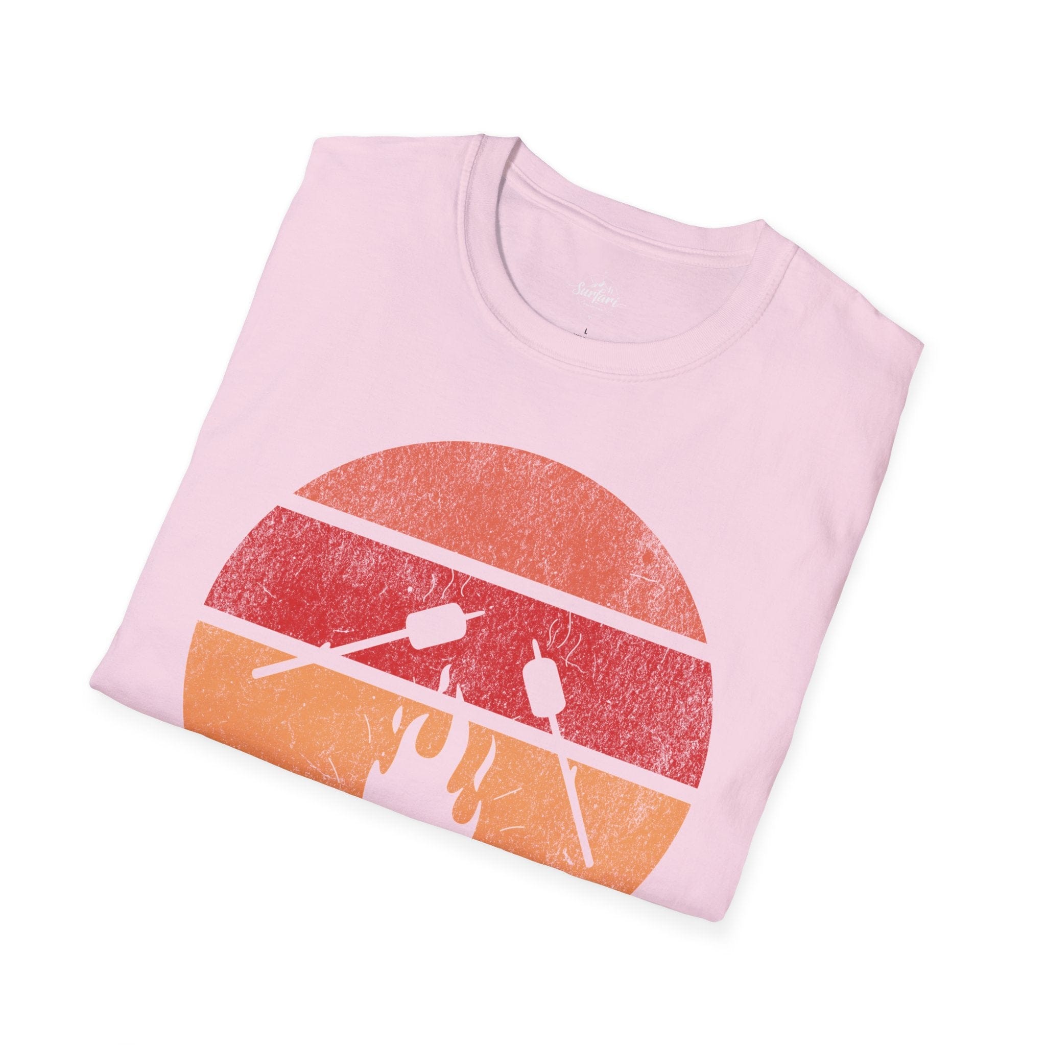 Printify T-Shirt Retro Sunset Roasting Marshmallows