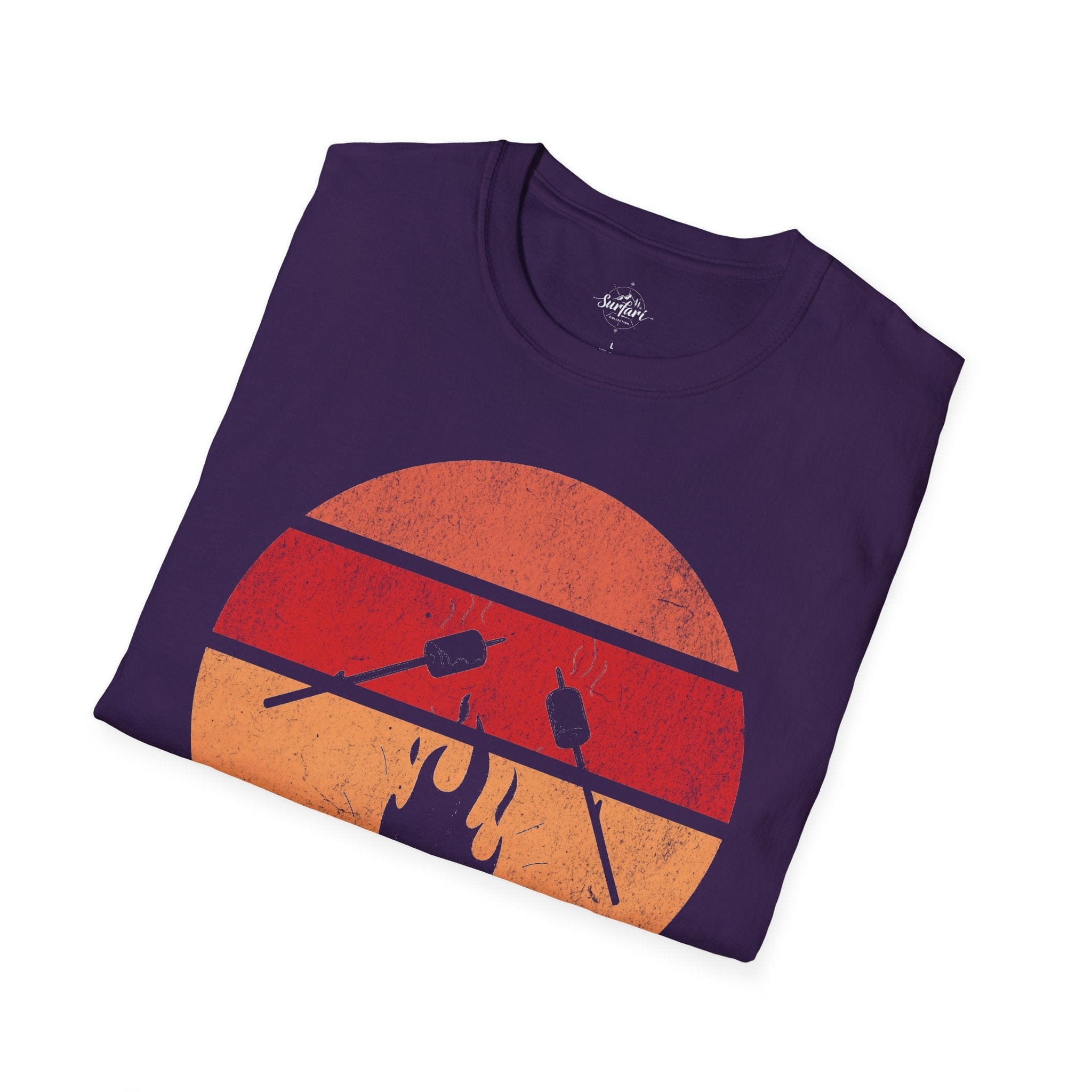 Printify T-Shirt Retro Sunset Roasting Marshmallows