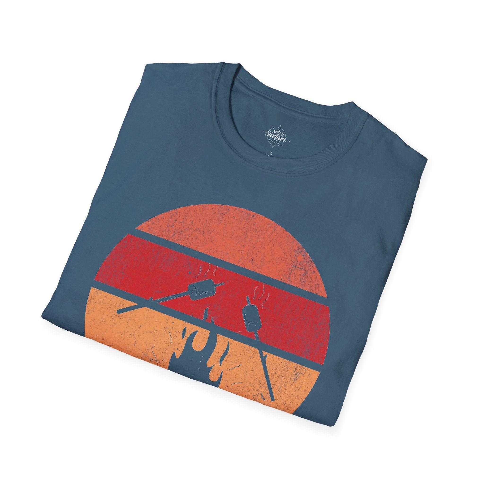 Printify T-Shirt Retro Sunset Roasting Marshmallows