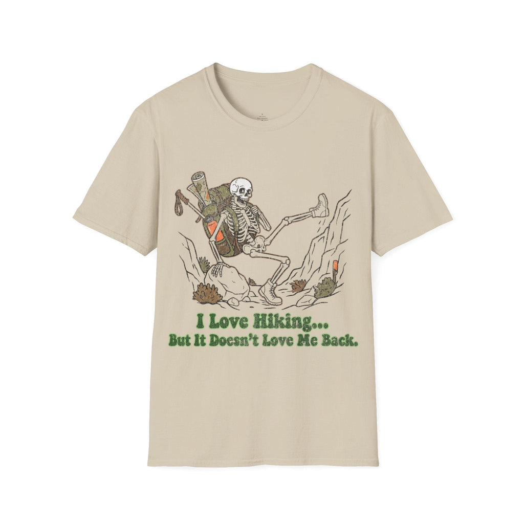 Printify T-Shirt Sand / S Skeleton loves hiking
