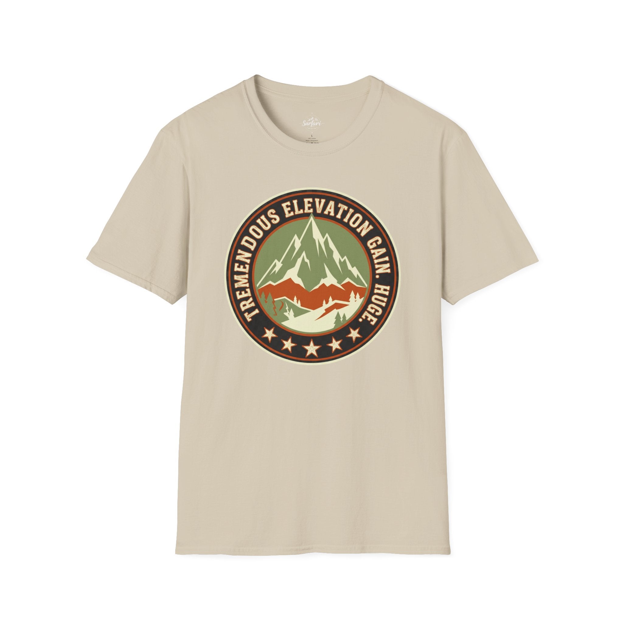 Printify T-Shirt Sand / S Trump Hikes - Tremendous Elevation Gain - HUGE!