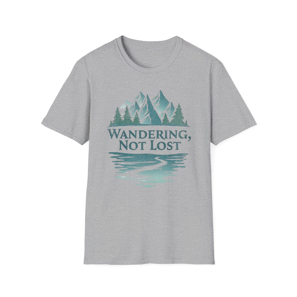 Printify T-Shirt Sport Grey / XS Wandering Not Lost T-Shirt, Nature Lover Tee, Adventure Graphic Shirt, Gift for Hikers, Trendy Outdoor Apparel, Camping, Mountain lover
