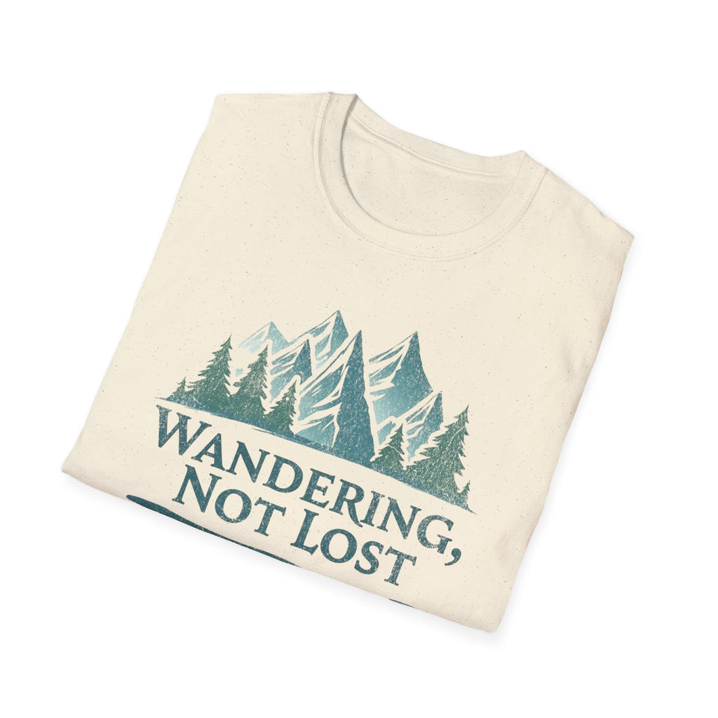 Printify T-Shirt Wandering Not Lost T-Shirt, Nature Lover Tee, Adventure Graphic Shirt, Gift for Hikers, Trendy Outdoor Apparel, Camping, Mountain lover