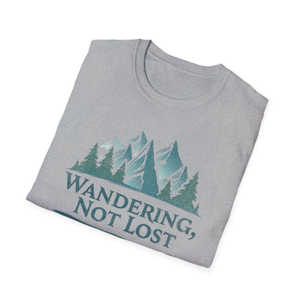 Printify T-Shirt Wandering Not Lost T-Shirt, Nature Lover Tee, Adventure Graphic Shirt, Gift for Hikers, Trendy Outdoor Apparel, Camping, Mountain lover