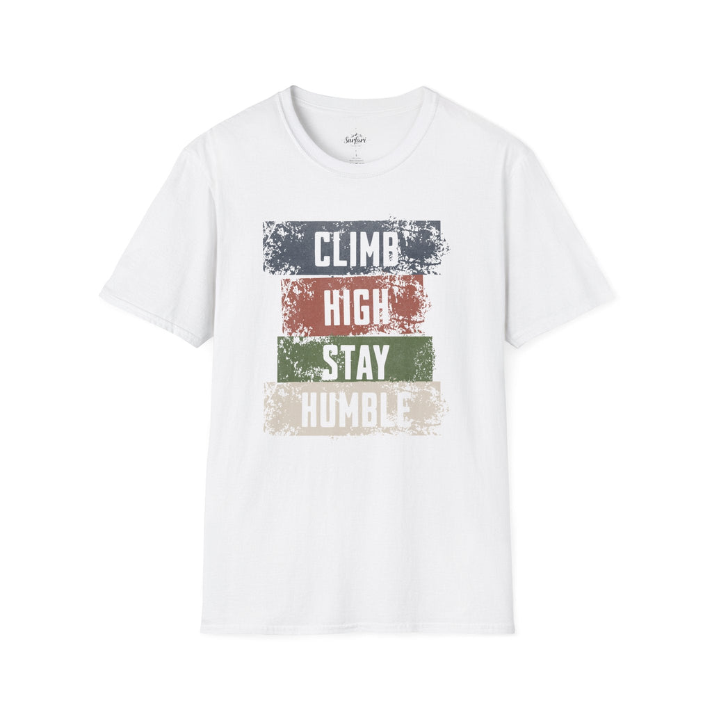 Printify T-Shirt White / L Hiking T-Shirt - Climb High, Stay Humble Inspirational Shirt