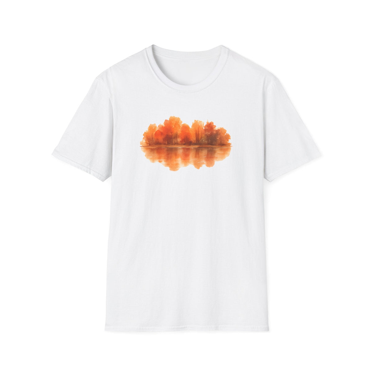 Printify T-Shirt White / XS Autumn Lake Reflection T-Shirt