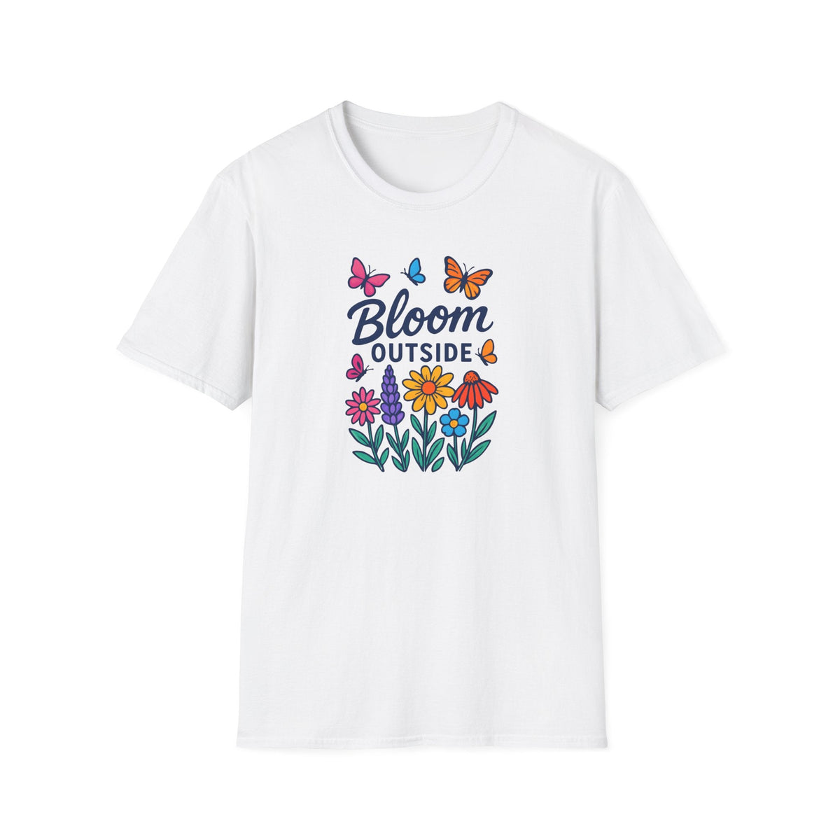 Printify T-Shirt White / XS Bloom Outside Flowers T-Shirt