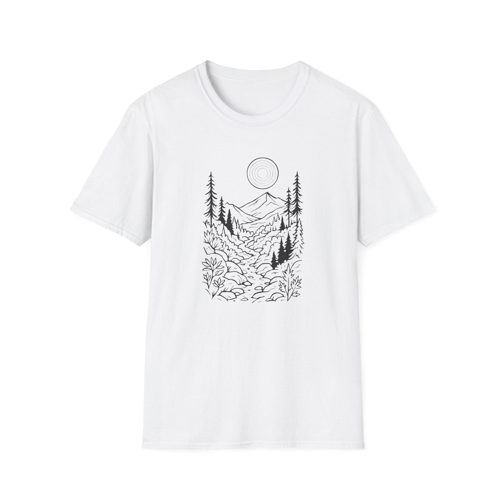 Printify T-Shirt White / XS Moonlit Mountain Landscape T-Shirt