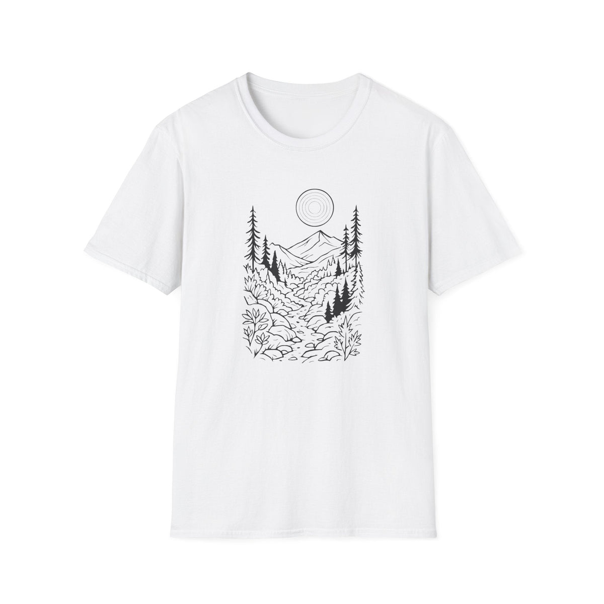 Printify T-Shirt White / XS Moonlit Mountain Landscape T-Shirt