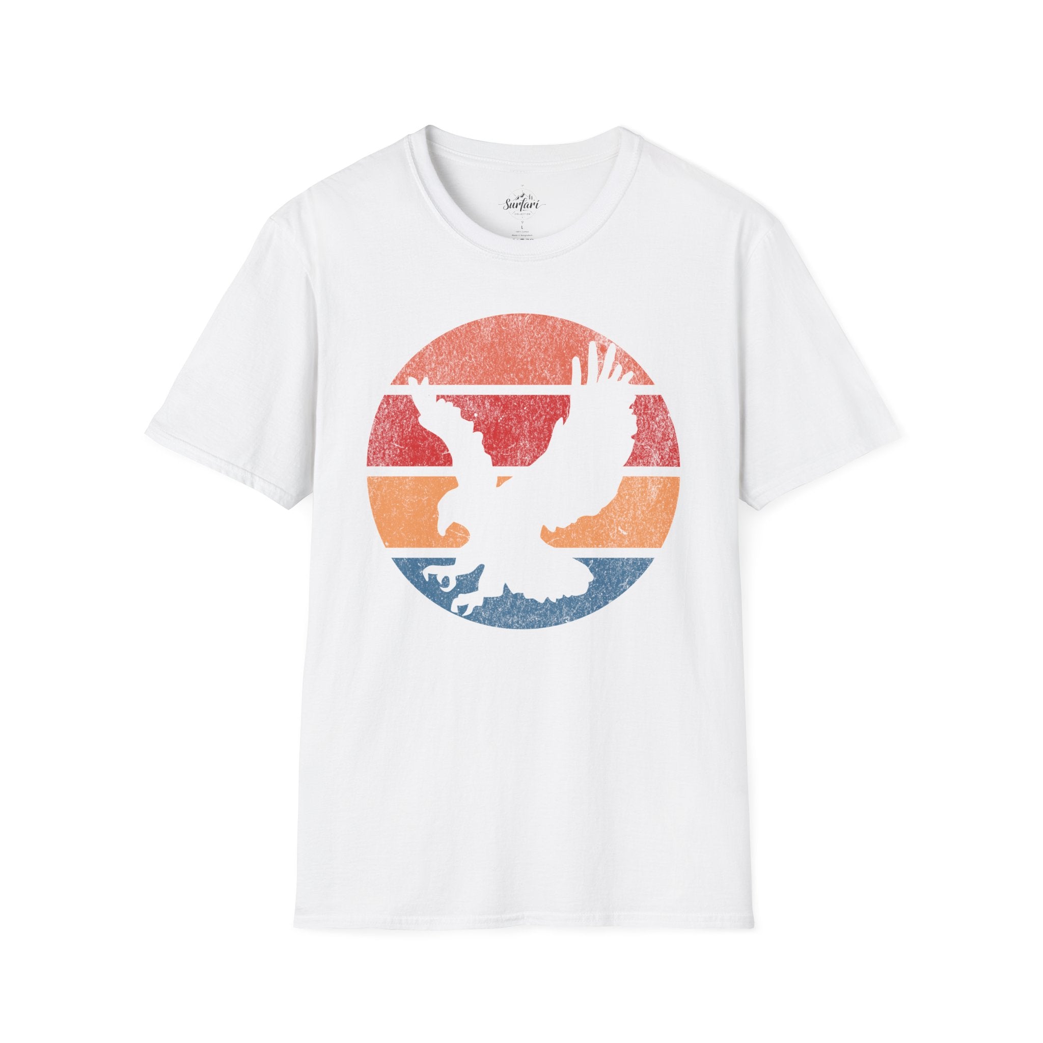 Printify T-Shirt White / XS Retro Sunset Bald Eagle