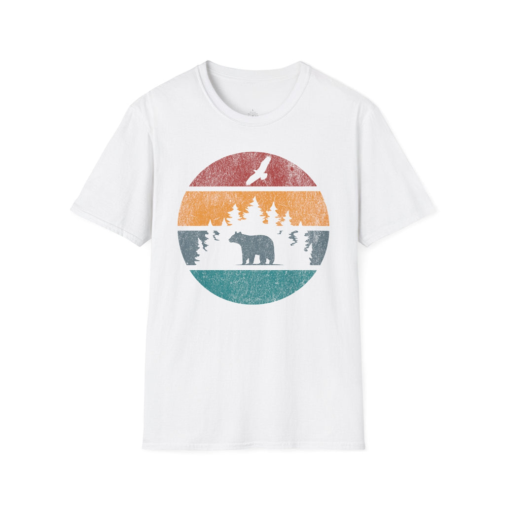 Printify T-Shirt White / XS Retro Sunset California Bear