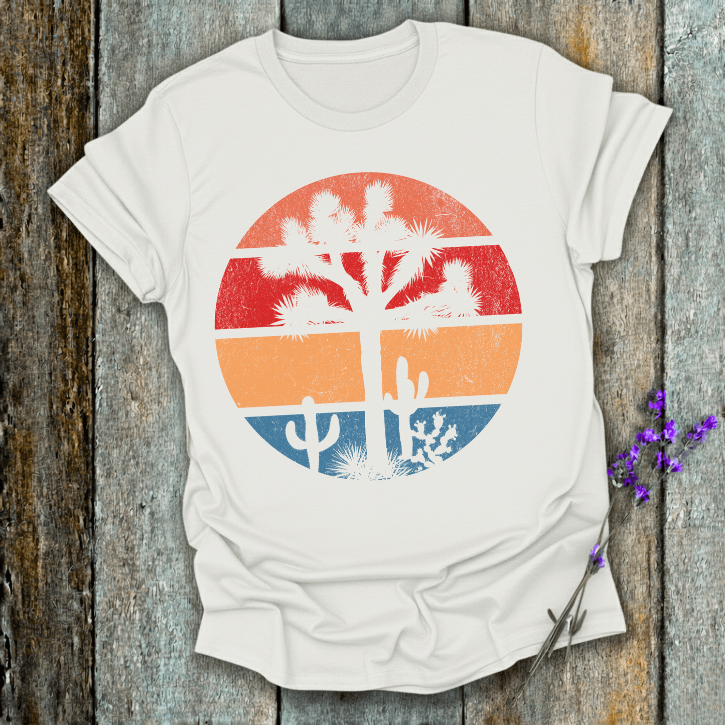 Printify T-Shirt White / XS Retro Sunset Joshua Tree