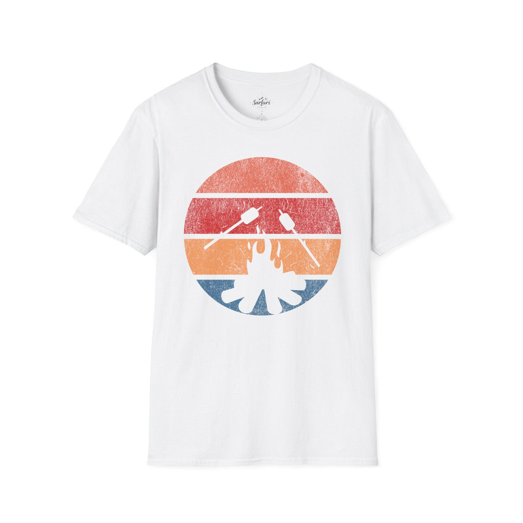 Printify T-Shirt White / XS Retro Sunset Roasting Marshmallows