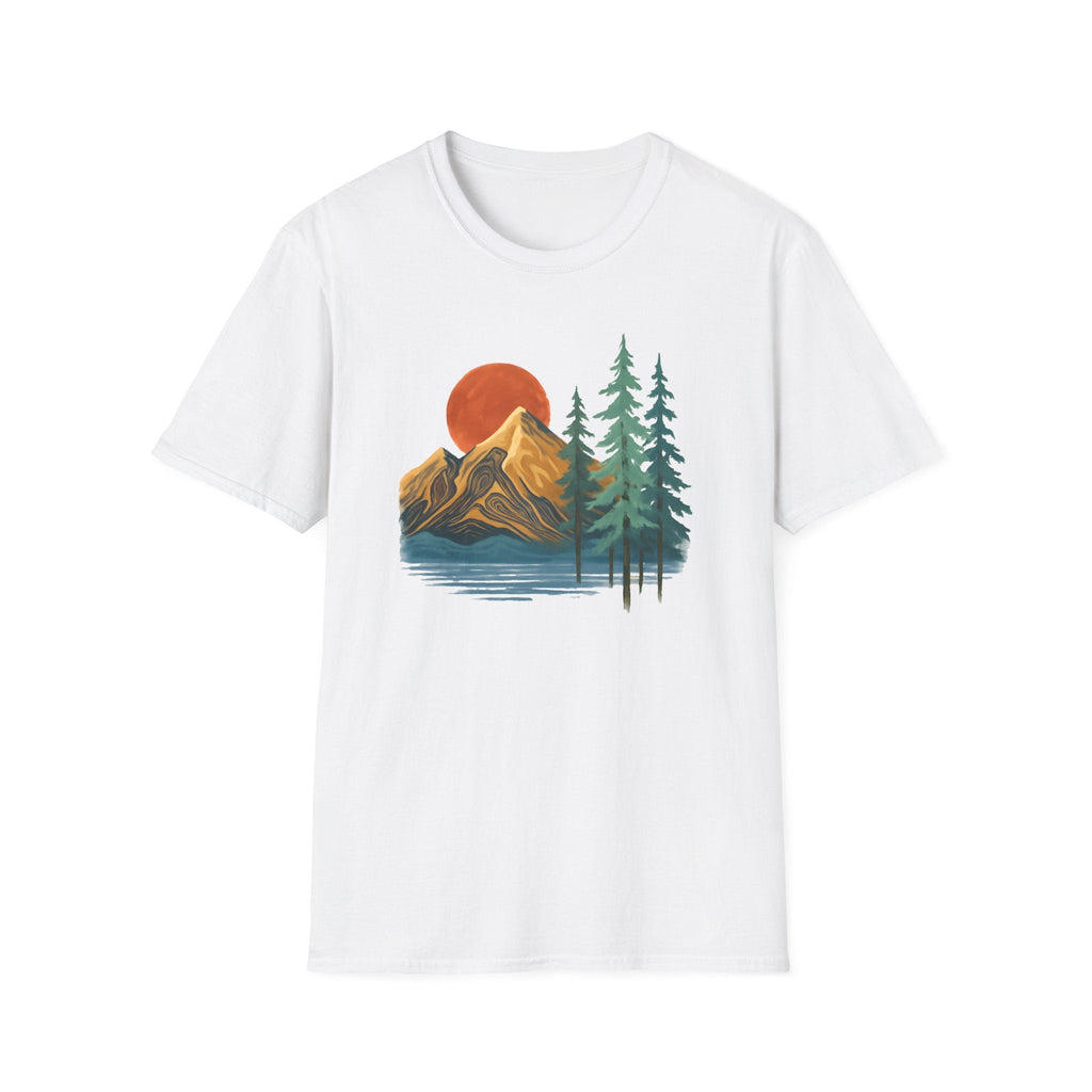 Printify T-Shirt White / XS Sunset Mountain Scene T-Shirt